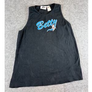 VINTAGE Betty Boop Tank Top Womens XL Black Cartoon Graphic Knit Sleepwear Y2K